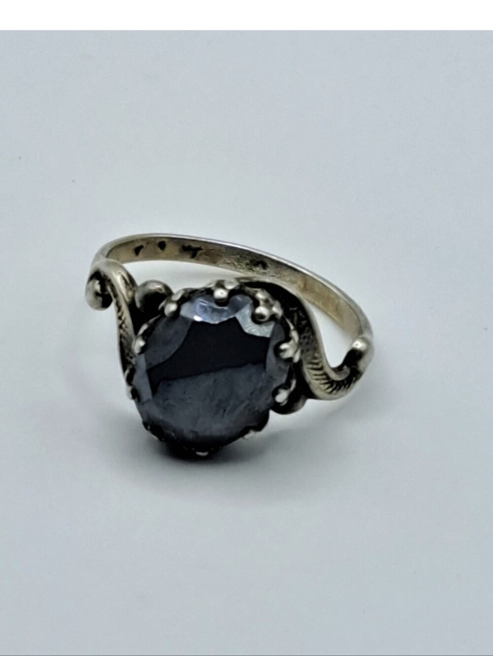 Vintage Sterling Signed JP James Parker Hematite Ring Size 4